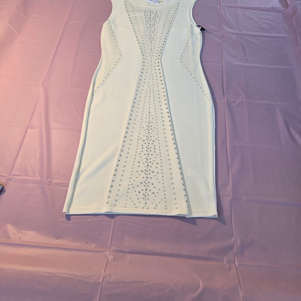 Calvin Klein White Studded Sheath Dress, NWT